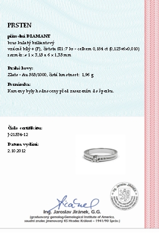 Zásnubní diamantový prsten s přírodním diamantem 585/1,96 gr J-21534-12 POŠTOVNÉ ZDARMA!