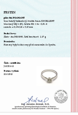 Klenoty Budín Dámský zásnubní prsten s přírodním diamantem 585/2,17 gr J-21321-12 POŠTOVNÉ ZDARMA!