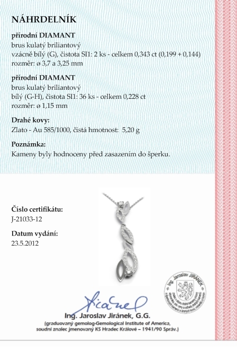 Zlatý diamantový náhrdelník s přírodními diamanty 585/5,20 gr J-21033-12POŠTOVNÉ ZDARMA!
