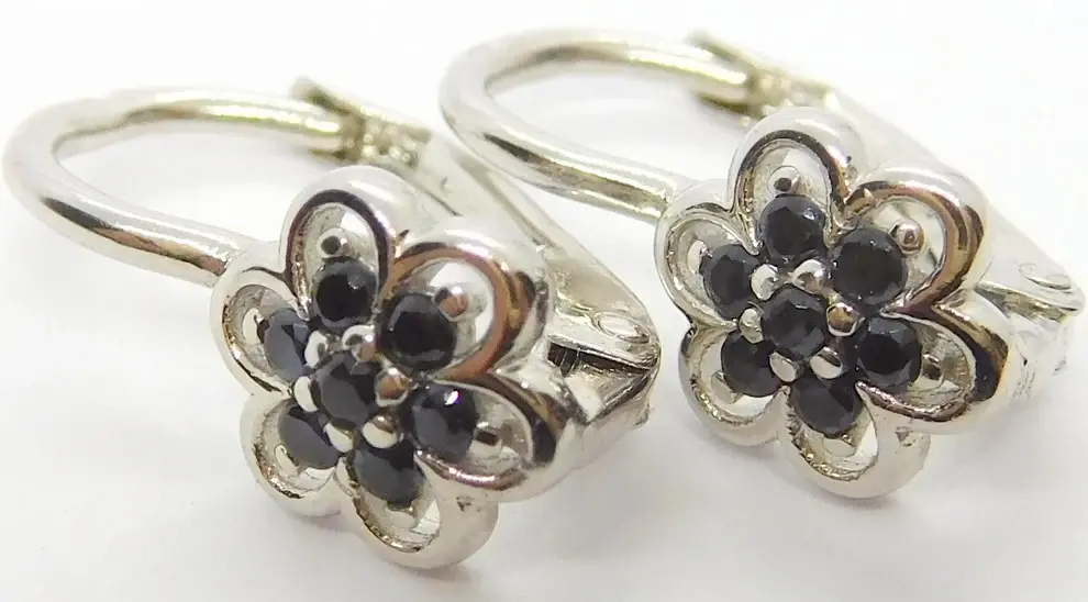 Klenoty Budín Dětské zlaté náušnice s černými zirkony 585/1,47gr H2225