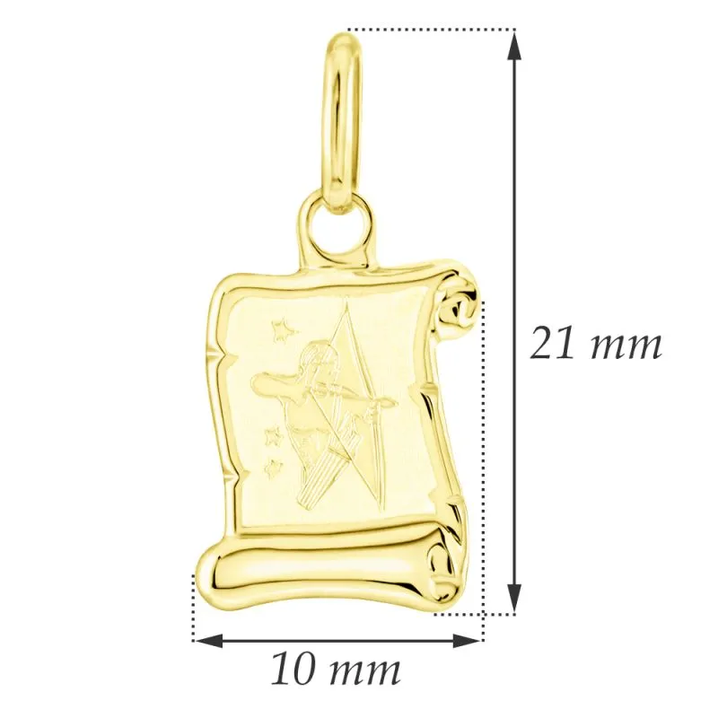 GEMMAX Zlatý přívěsek na pergamenu s gravírováním - znamení STŘELEC 585/0,37gr GUPYN-43101 MALY