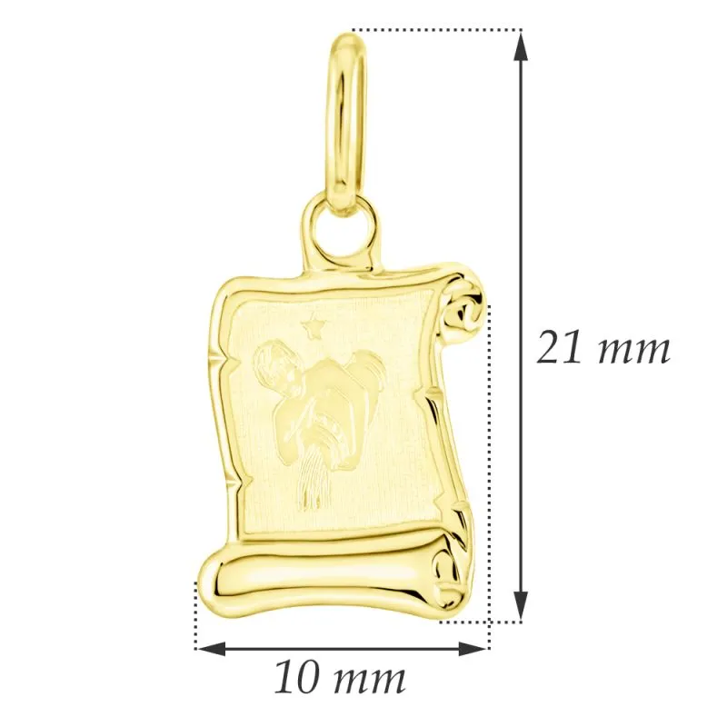 GEMMAX Zlatý přívěsek na pergamenu s gravírováním - znamení VODNÁŘ 585/0,37gr GUPYN-43001 MALY