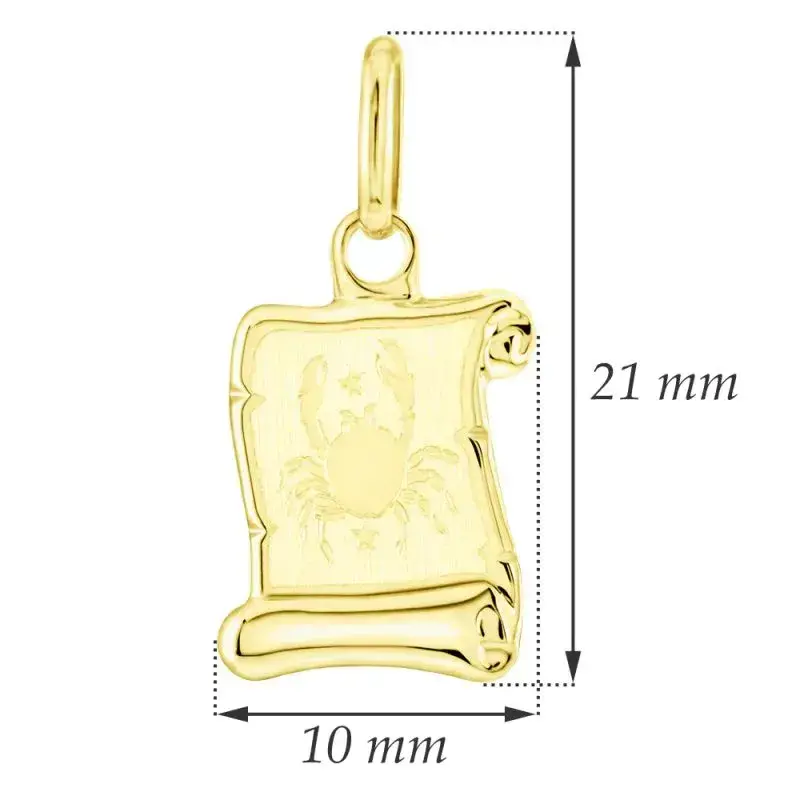 GEMMAX Zlatý přívěsek na pergamenu s gravírováním - znamení RAK 585/0,37gr GUPYN- 43051 MALY