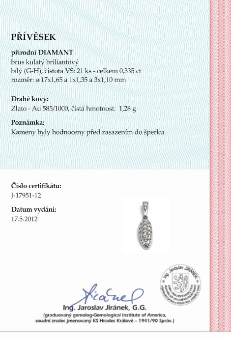 Diamantový zlatý přívěsek s přírodními diamanty 585/1,28 gr J-17951-12 POŠTOVNÉ ZDARMA!
