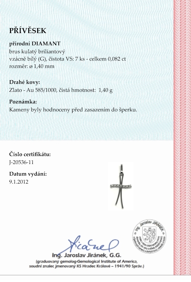 Diamantový zlatý přívěsek s pravými diamanty křížek 585/1,40 gr J-20536-11 POŠTOVNÉ ZDARMA!