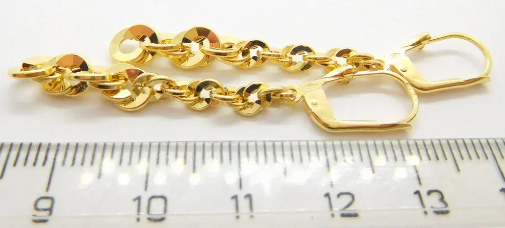 Klenoty Budín Dámské visací řetízkové zlaté náušnice na patent 585/1,67gr HK2284