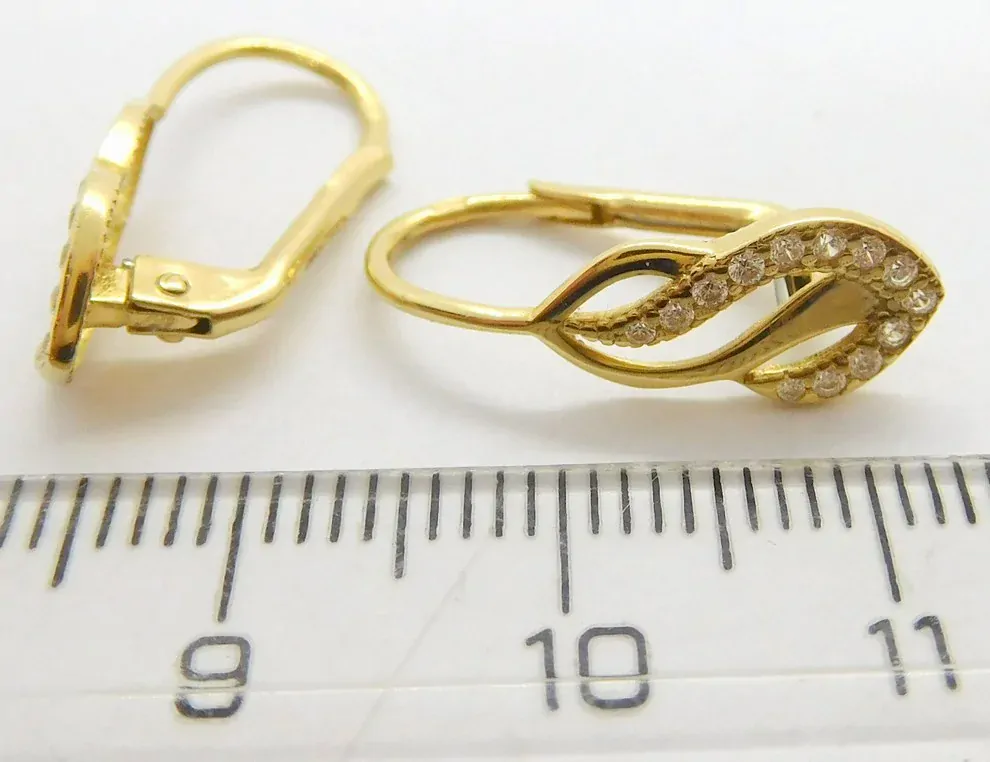 Klenoty Budín Dámské klasické zlaté náušnice se zirkony na patent 585/1,89gr HK2238