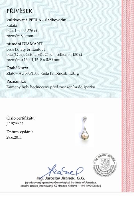 Diamantový zlatý přívěsek s pravými diamanty a perlou 585/1,81 gr J-19799-11POŠTOVNÉ ZDARMA!