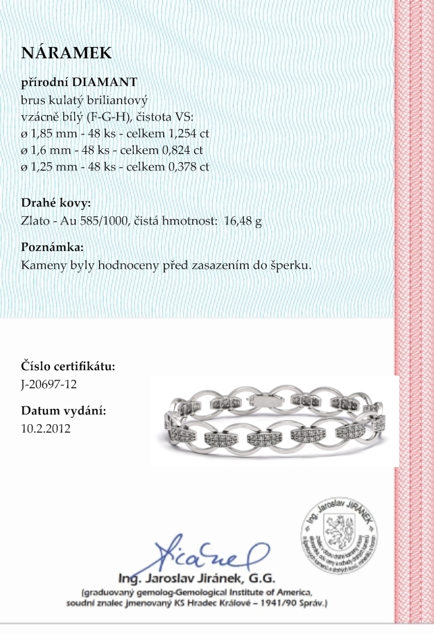 Luxusní diamantový zlatý náramek s broušenými pravými diamanty 585/16,48gr  J-20 POŠTOVNÉ ZDARMA!