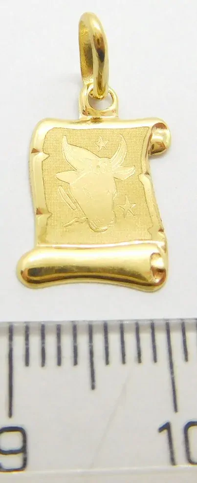 Klenoty Budín Zlatý přívěsek na pergamenu s gravírováním - znamení BÝK 585/0,36gr GUPYN-43031