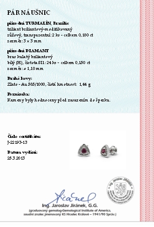 Zlaté náušnice s brazilskými přírodními turmalíny 585/1,44 gr J-22193-13 POŠTOVNÉ ZDARMA!