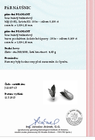 Zlaté náušnice s černými pravými diamanty 585/4,65 gr J-22187-13 POŠTOVNÉ ZDARMA!