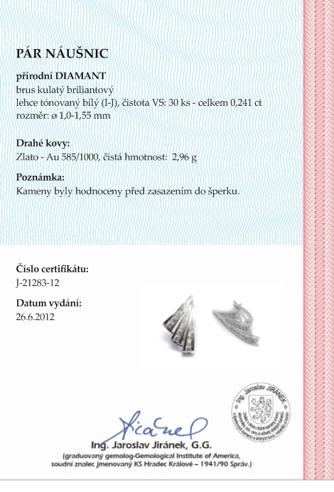 Klenoty Budín Diamantové náušnice s přírodními pravými diamanty 585/2,96 gr J-21283-12 POŠTOVNÉ ZDARMA!