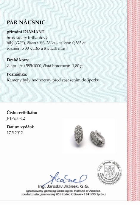Diamantové náušnice s přírodními pravými diamanty 585/1,80 gr J-17950-12 POŠTOVNÉ ZDARMA!