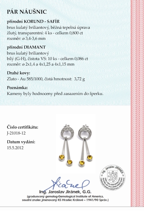 Diamantové náušnice s přírodními vzácnými safíry 585/3,72 gr J-21018-12 POŠTOVNÉ ZDARMA!