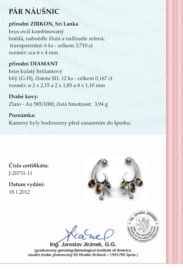 Diamantové náušnice s pravými zirkony ze Srí Lanky 585/3,94 gr J-20731-11 POŠTOVNÉ ZDARMA!