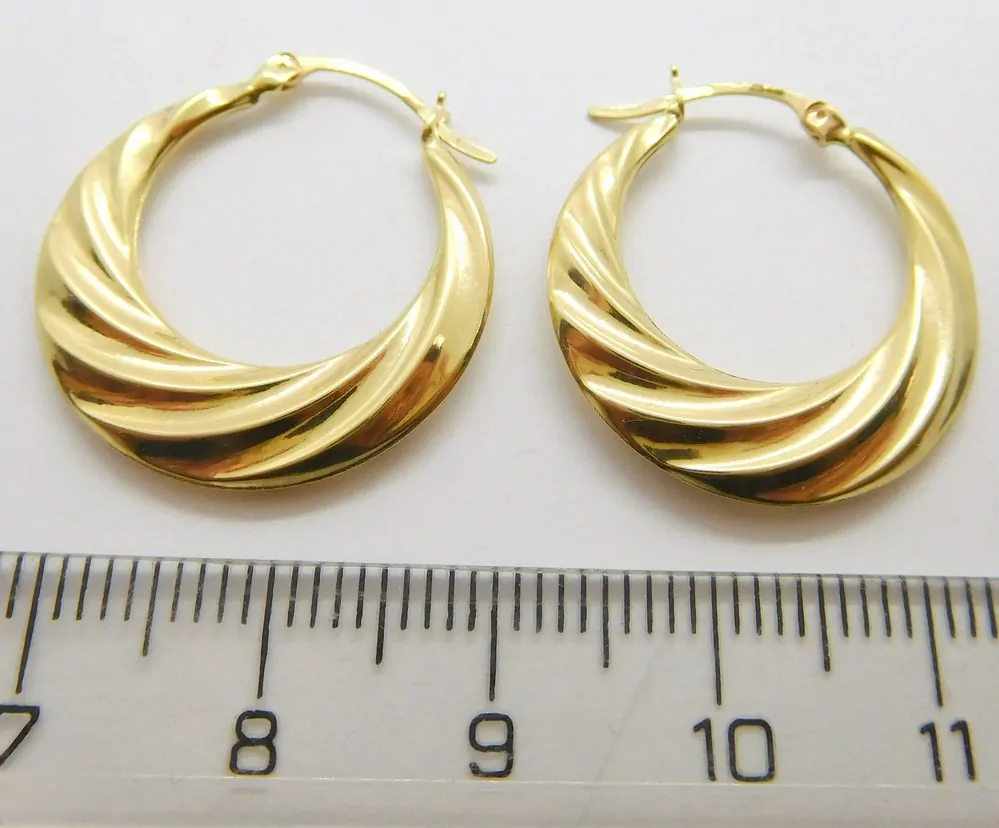 Klenoty Budín Mohutné zlaté gravírované náušnice kruhy 585/1,27gr HK2273