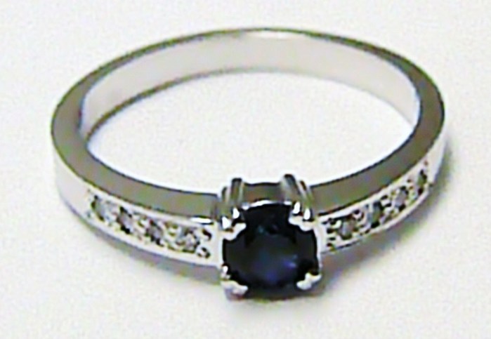 Klenoty Budín Diamantový zásnubní prsten s modrým safírem J-24579-14