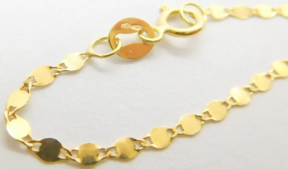 Klenoty Budín Dámský hladký zlatý řetízek ze žlutého zlata ZRCÁTKA 585/1,26gr 45cm HK6180