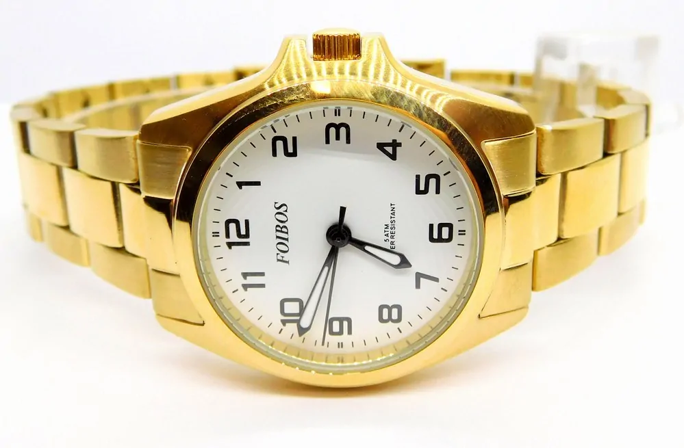 FOIBOS Dámské ocelové zlacené čitelné hodinky 5ATM FOIBOS CK1571.13