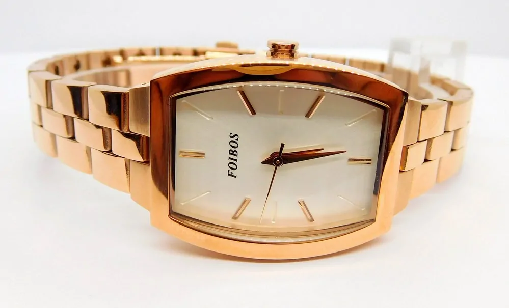 FOIBOS Dámské hranaté ocelové rose gold hodinky FOIBOS CK3536.3