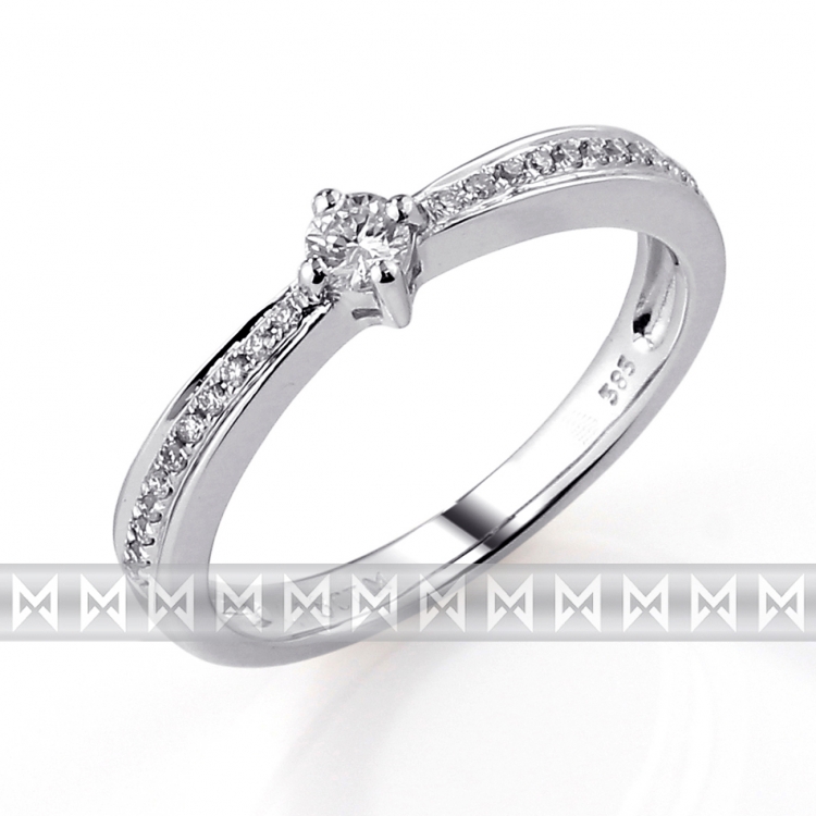 Zásnubní prsten s diamantem, bílé zlato brilianty 3860436-0-51-99 585/2,3 gr