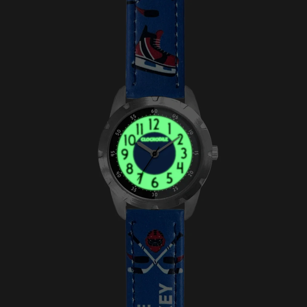 CLOCKODILE Dětské svítící modré chlapecké hodinky HOKEJ  CWB0111
