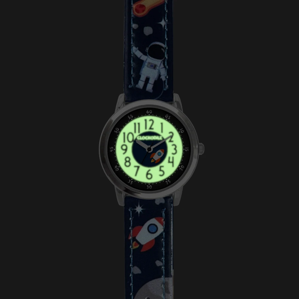 CLOCKODILE Dětstské svítící tmavě modré chlapecké VESMÍR CWB0130