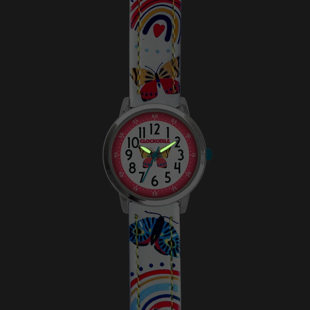 CLOCKODILE Dětské bílé dívčí dětské hodinky MOTÝL CWG5181 