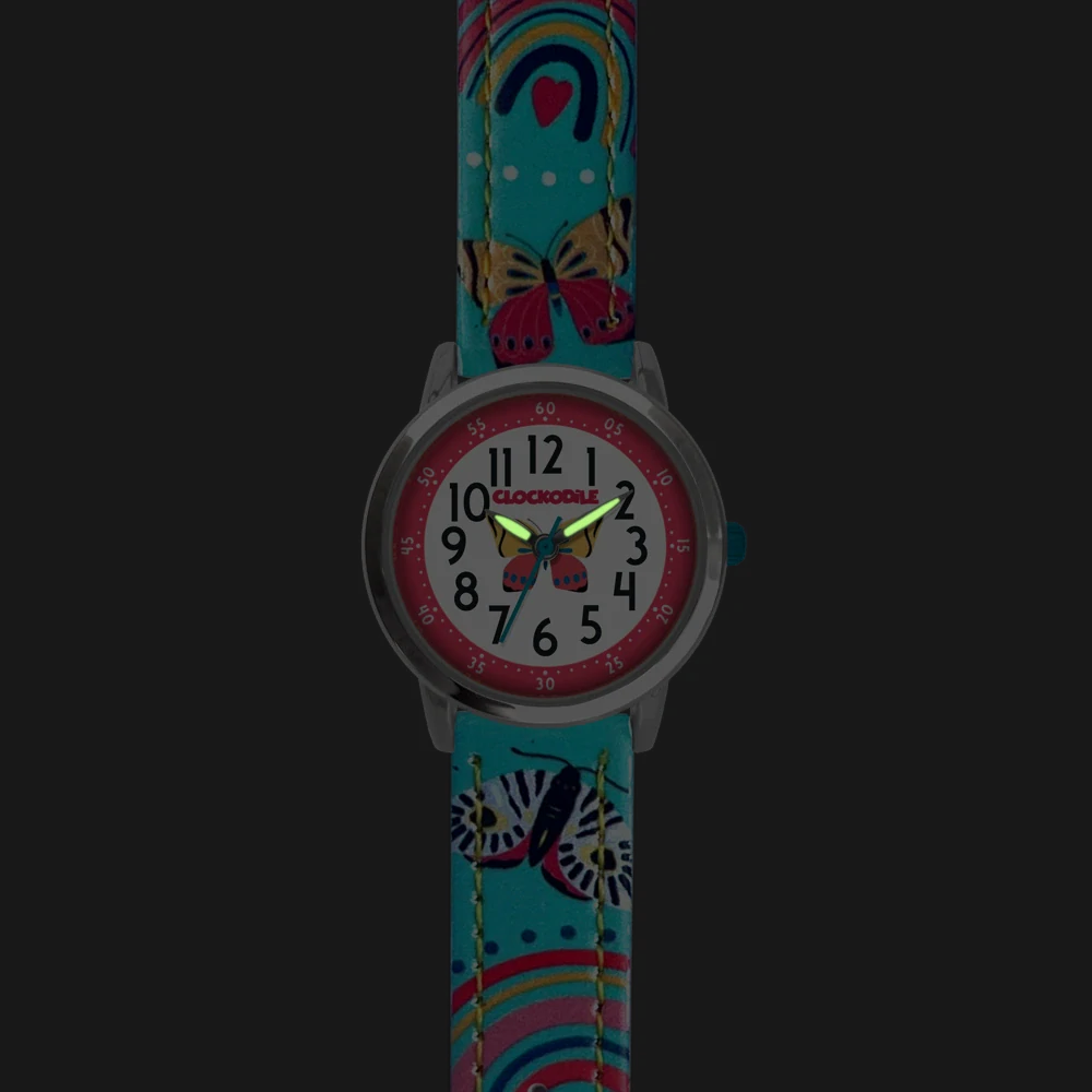 CLOCKODILE Dětské tyrkysové dívčí dětské hodinky MOTÝL CWG5182