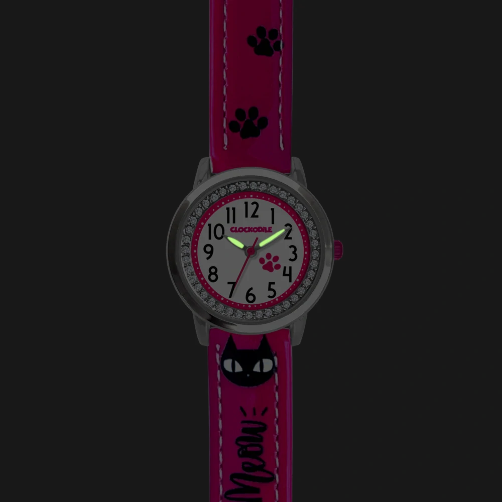 CLOCKODILE Náramkové růžové dívčí dětské hodinky KOČKY CWG5192 