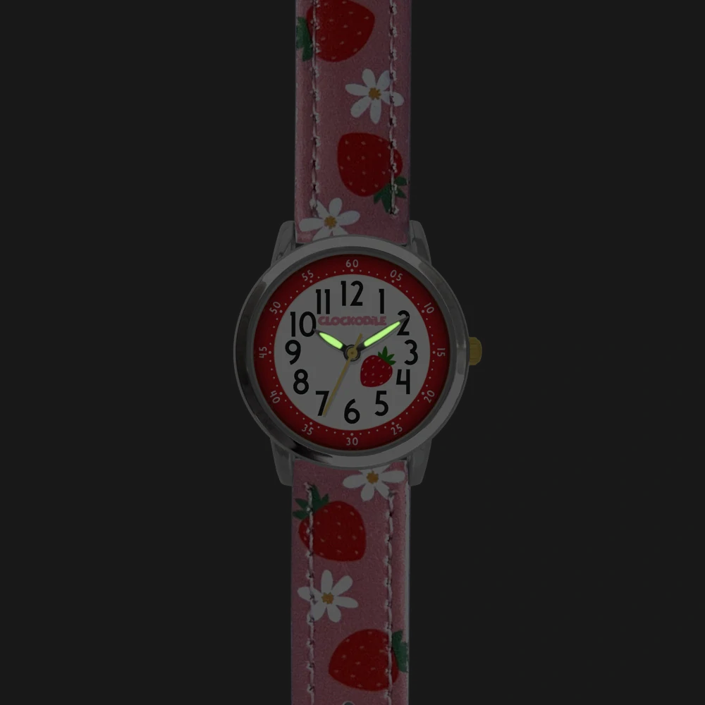 CLOCKODILE Náramkové růžové dívčí dětské hodinky JAHODY CWG5220
