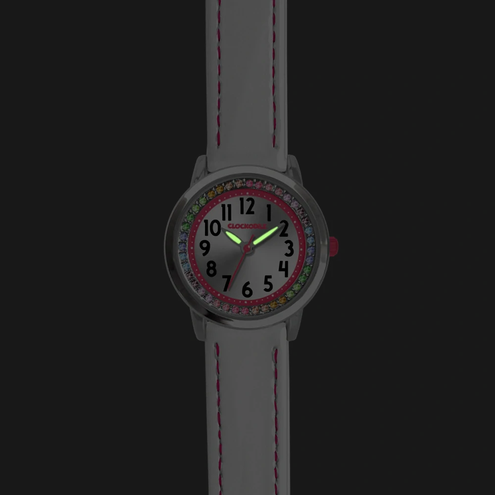 CLOCKODILE Náramkové bílé dívčí dětské hodinky s kamínky CWG5232