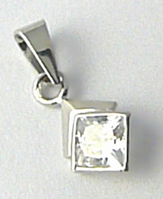 Klenoty Budín Zlatý přívěsek s velkým čtvercovým zirkonem z bílého zlata 585/0,63gr 346045010
