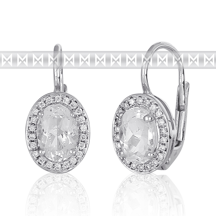 Diamantové náušnice s brilianty a velkými bílými vzácnými white topazy 3880137