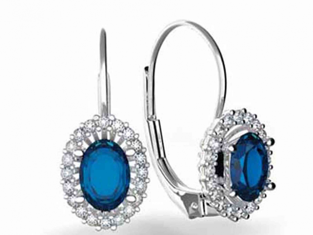 Diamantové náušnice s pravými diamanty a přírodními modrými safíry 3880120 POŠTOVNÉ ZDARMA!