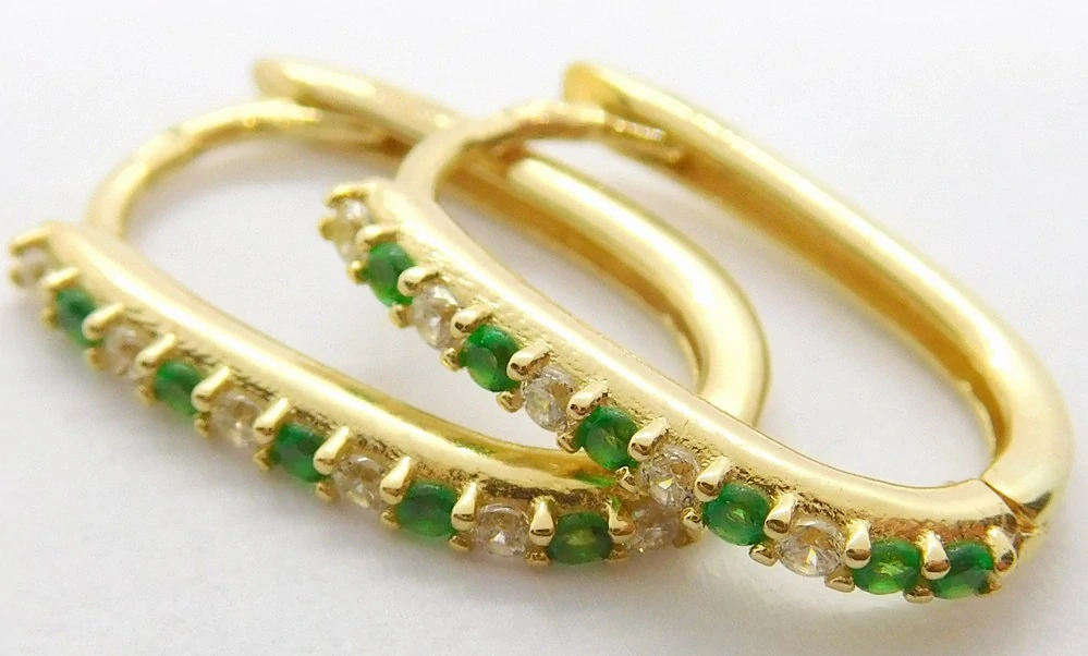 Klenoty Budín Dámské zlaté kruhové náušnice se smaragdy 585/1,21gr ZE0688XJ81-2100