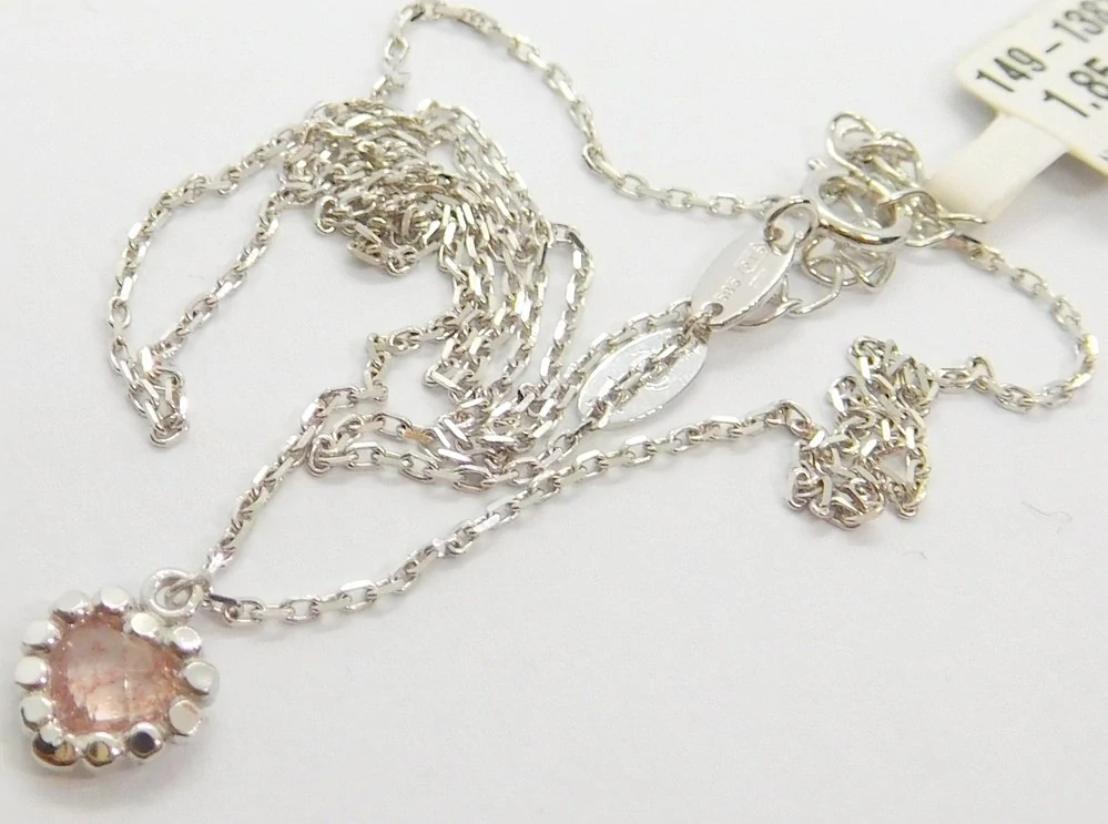 Klenoty Budín Zlatý náhrdelník z bílého zlata srdce s drahokamenem CARRY QUARTZ 4,5mm 585/1,85gr 42+3cm 1491381