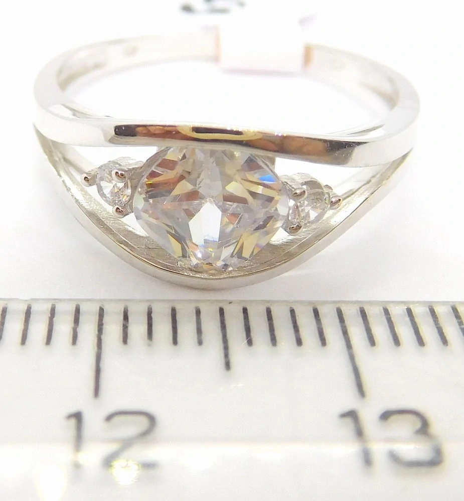 Klenoty Budín Dámský mohutný prsten z bílého zlata se zirkonem 585/2,26gr vel. 57 HK1164