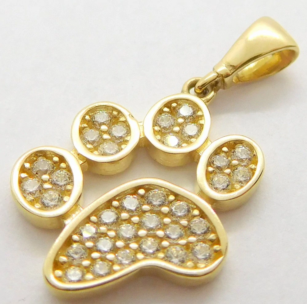 Klenoty Budín Dámský zlatý přívěsek se zirkony TLAPKA se zirkony 585/1,32gr HK3211