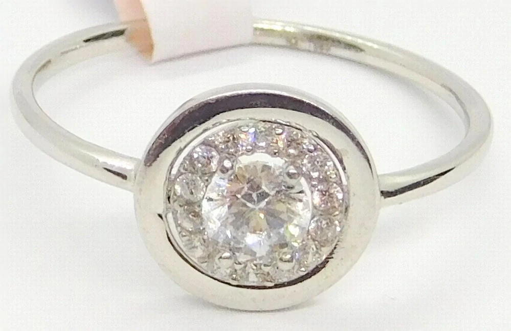 Klenoty Budín Zásnubní dámský prsten z bílého zlata se zirkony 585/1,43gr vel. 57 HK1165