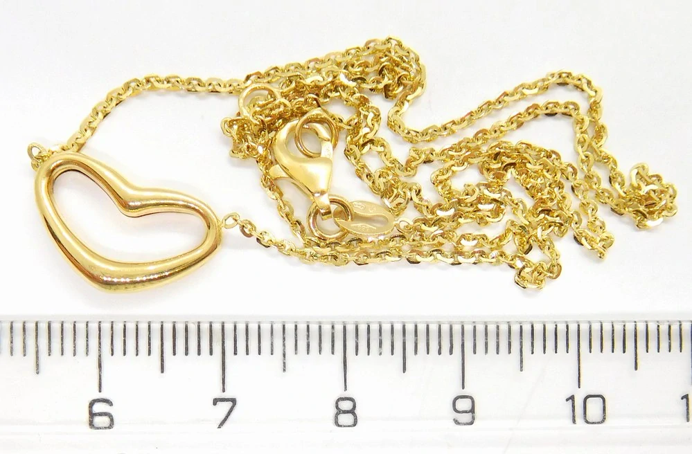 Klenoty Budín Dámský zlatý náhrdelník ze žlutého zlata SRDCE 585/3,35gr 45cm HK4049