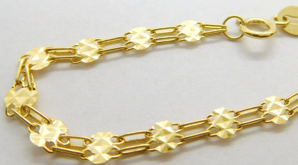 Klenoty Budín Dámský gravírovaný zlatý řetízek destičky 585/2,90gr 50cm HK6198