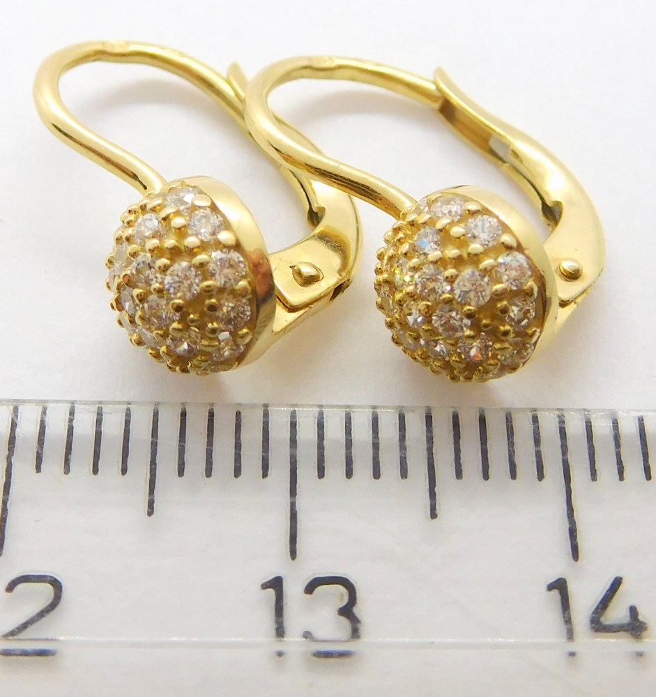 Klenoty Budín Dámské klasické zlaté náušnice se zirkony na patent 585/2,53gr HK2295