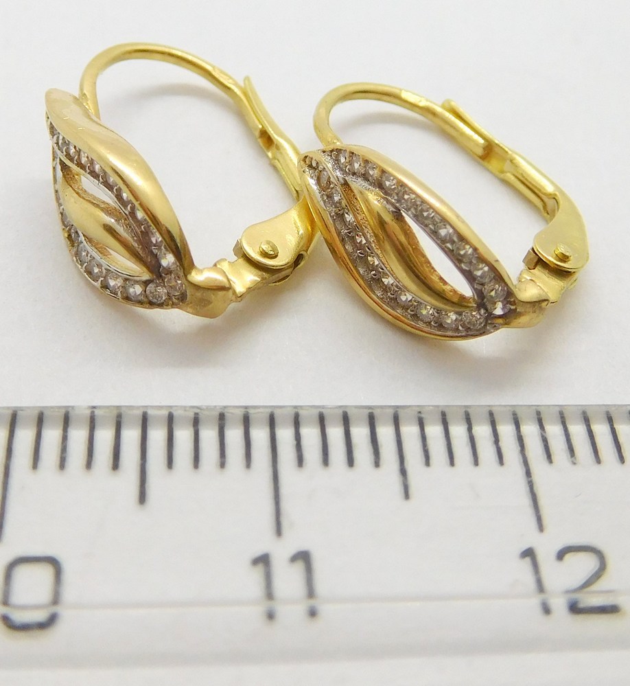 Klenoty Budín Dámské klasické zlaté náušnice se zirkony na patent 585/1,77gr HK2294