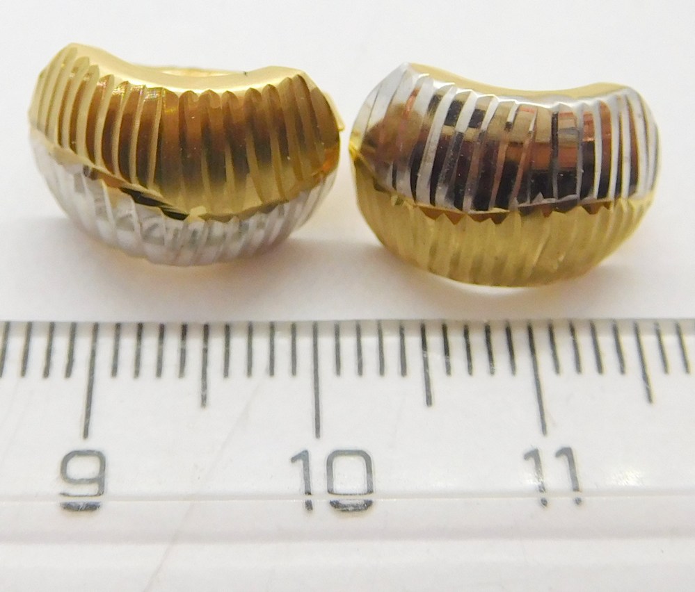 Klenoty Budín Dámské velké zlaté gravírované náušnice z bílého a žlutého zlata 585/1,95gr HK2289