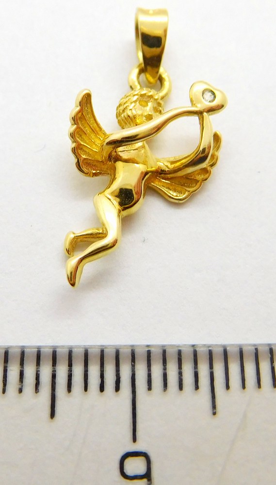 Klenoty Budín Dámský zlatý přívěsek se zirkonem 3D letící andělíček 585/1,17gr 40981