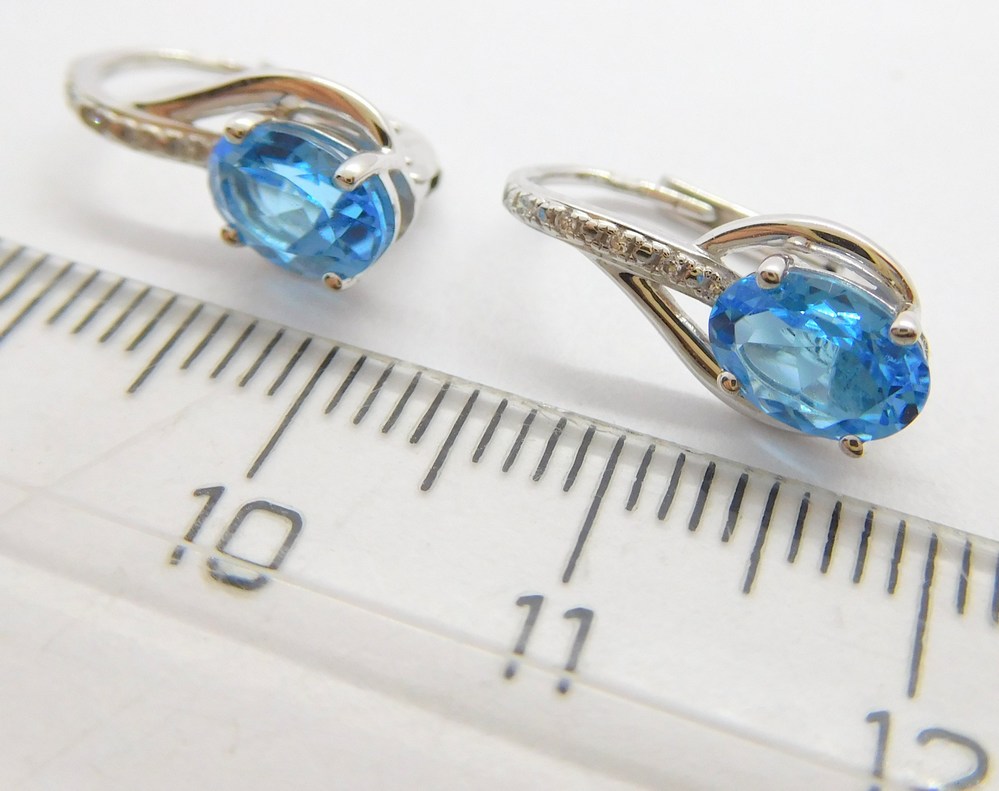 Klenoty Budín Diamantové náušnice s modrými topazy BLUE TOPAZ 585/1,85gr 3884526