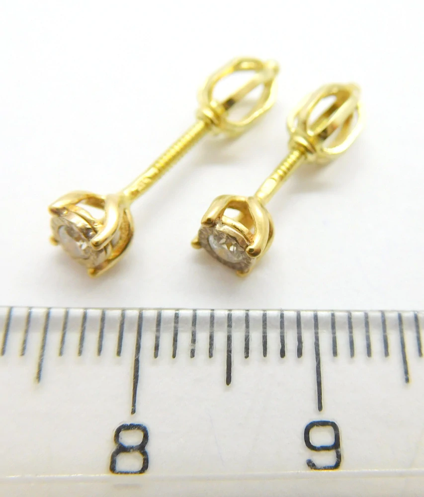Klenoty Budín Dámské peckové zlaté náušnice s diamanty na šroubek 585/1,10gr 0,12ct HKD37