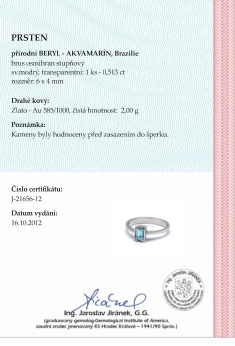 Luxusní diamantový zásnubní prsten s přírodním akvamarínem 585/2,0 gr J-21656-12 POŠTOVNÉ ZDARMA!